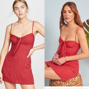 Reformation Helm Dress In Ditty Red Polkadot Mini Dress Size 6